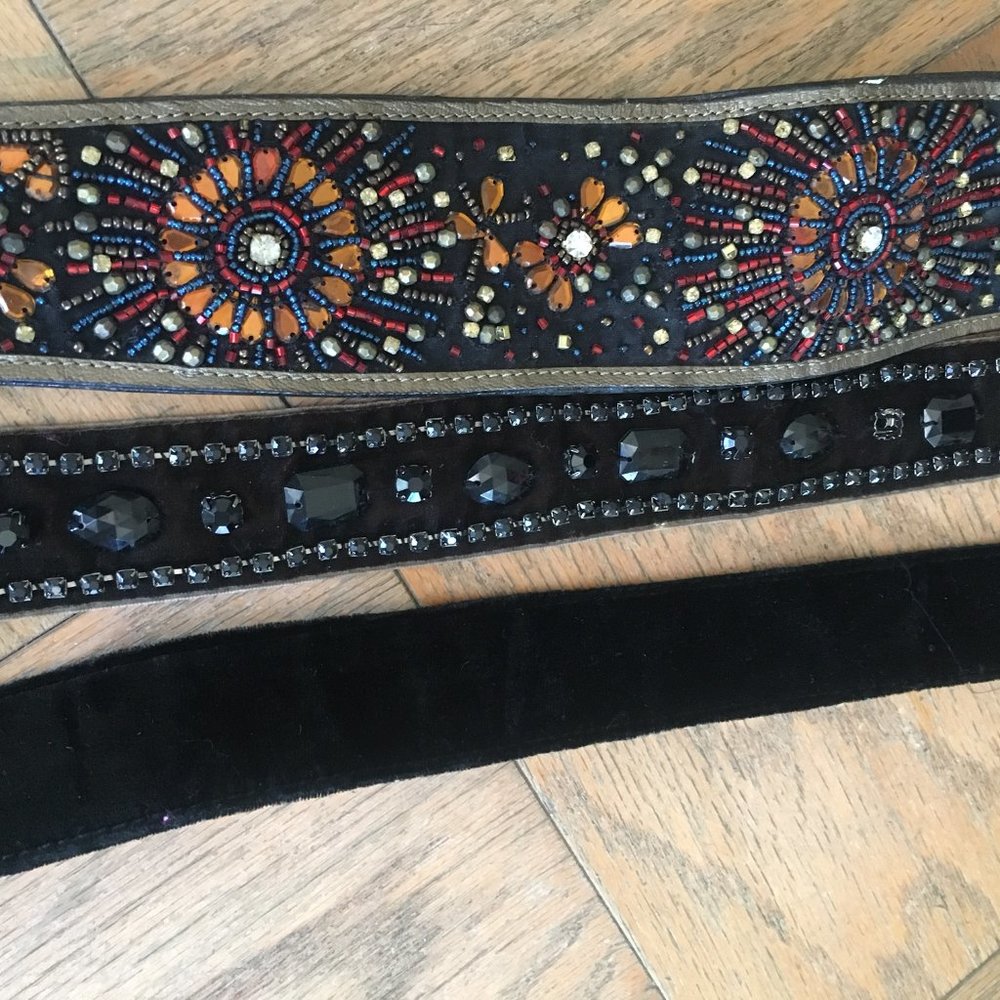 THREE EMBROIDERED BELTS